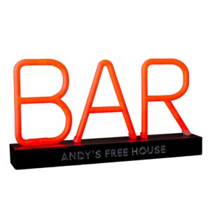 personalised neon bar sign white background