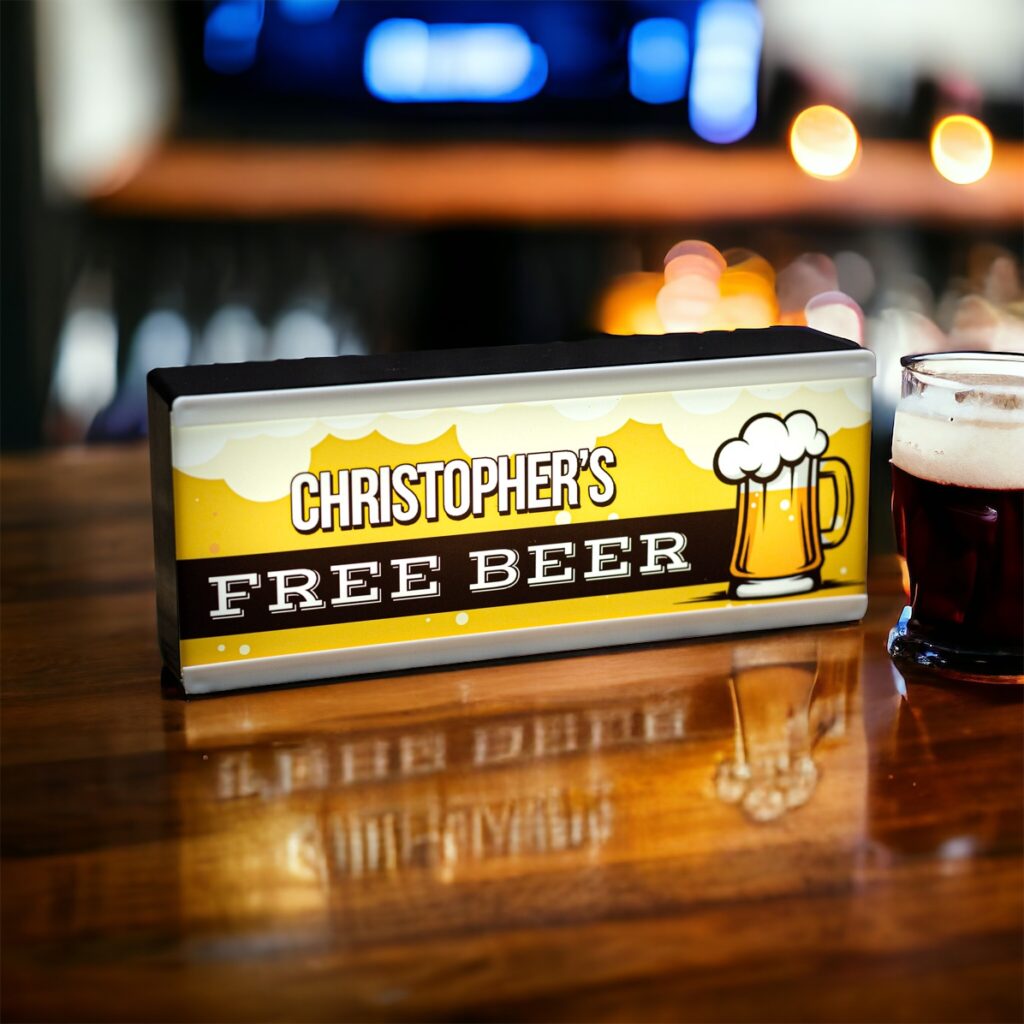 personalised free beer sign
