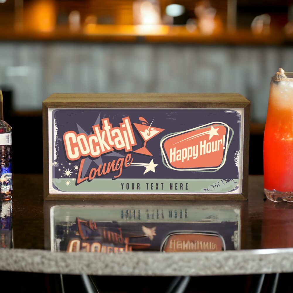 Personalised Light Box Home Cocktail Lounge Happy Hour
