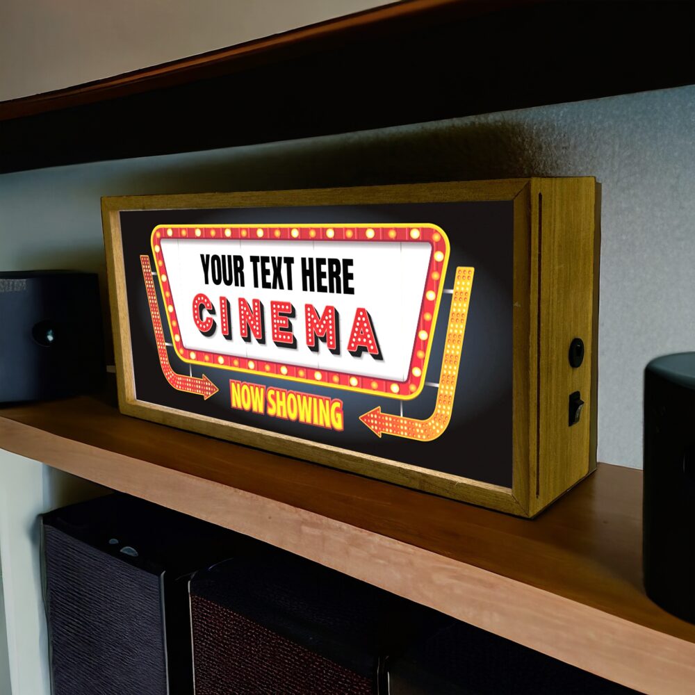 Personalised Light Box Home Cinema Now Showing