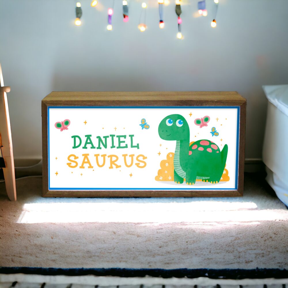 Personalised Light Box Nursery Dino Saurus