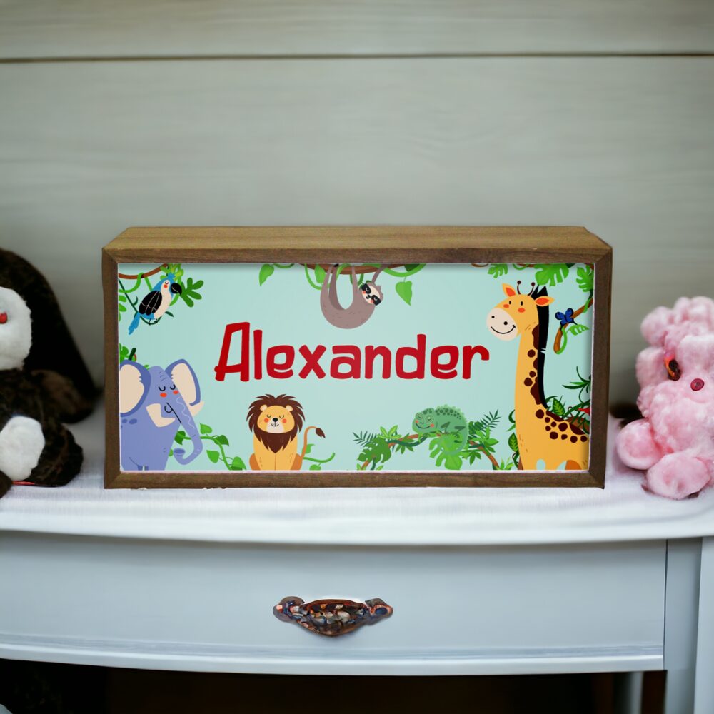 Personalised Light Box Nursery Jungle