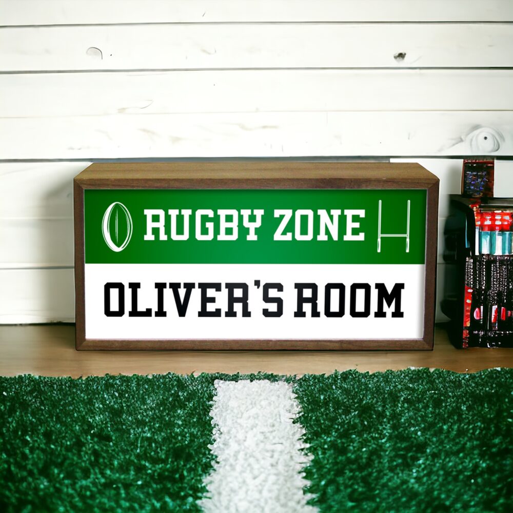 Personalised Light Box Sports Fan Rugby Zone