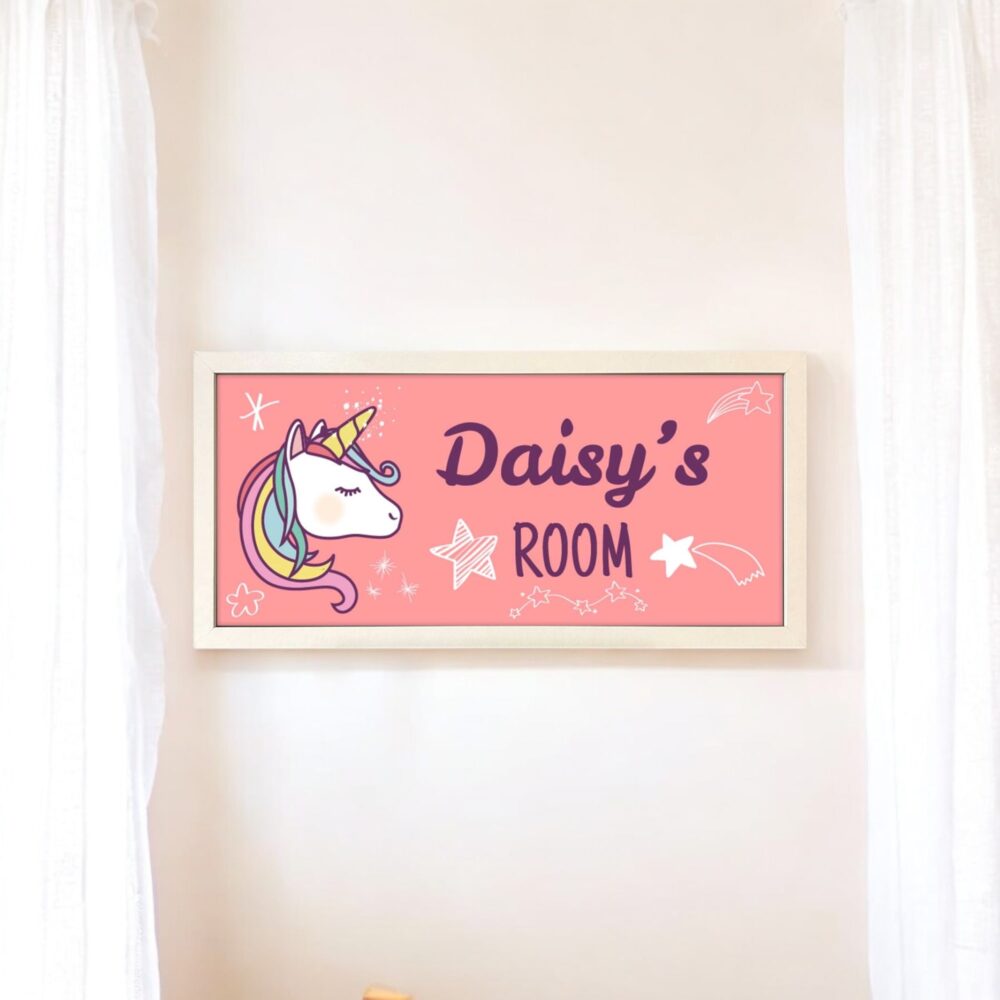 Personalised Wall Art Framed Girl's Room Unicorn