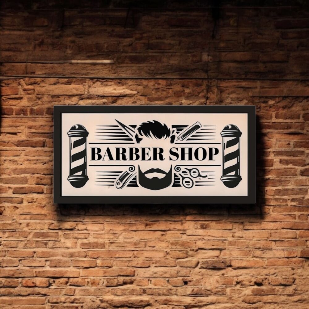 Wall Art Framed Print Barber Shop Sign