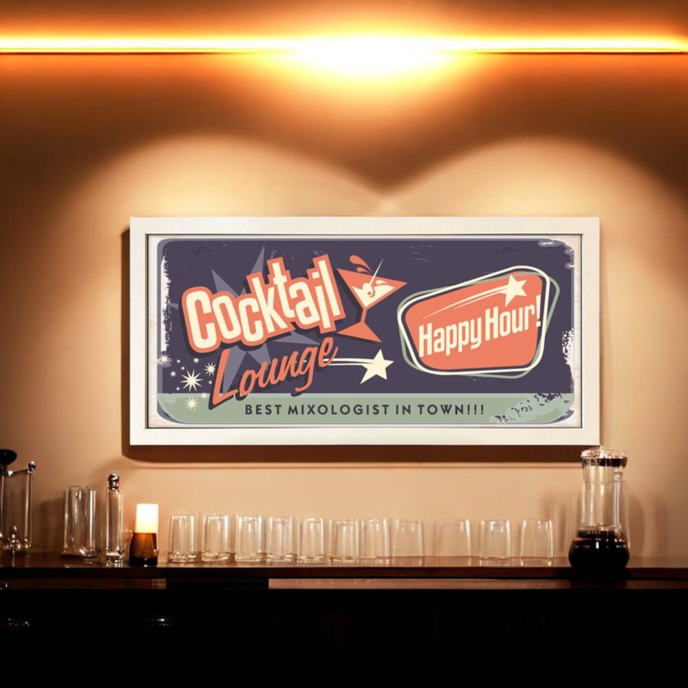Wall Art Framed Print Home Cocktail Lounge Happy Hour