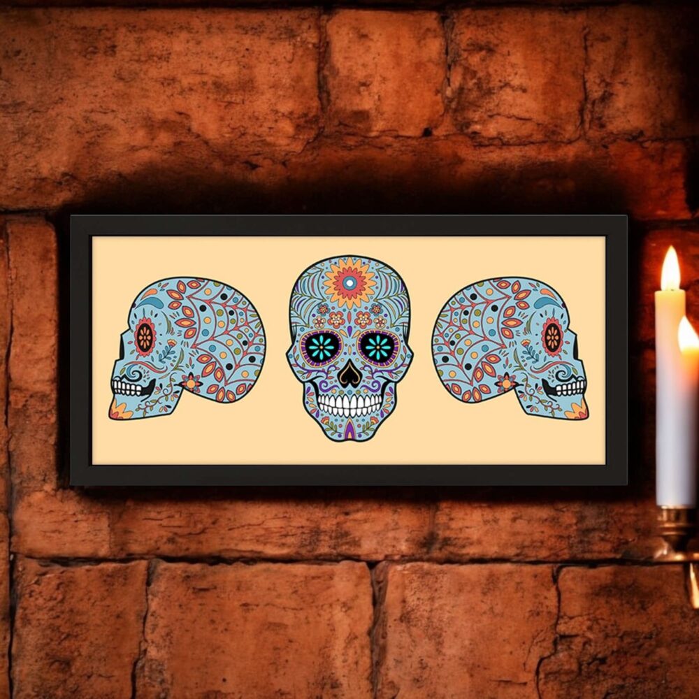 Wall Art Framed Print Home Skull Set