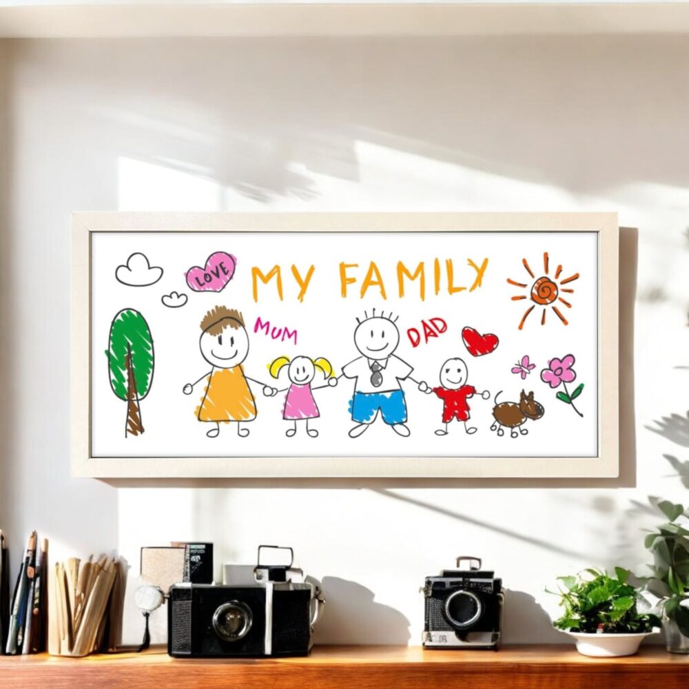 Personalised Photo Framed Print Kids Drawing