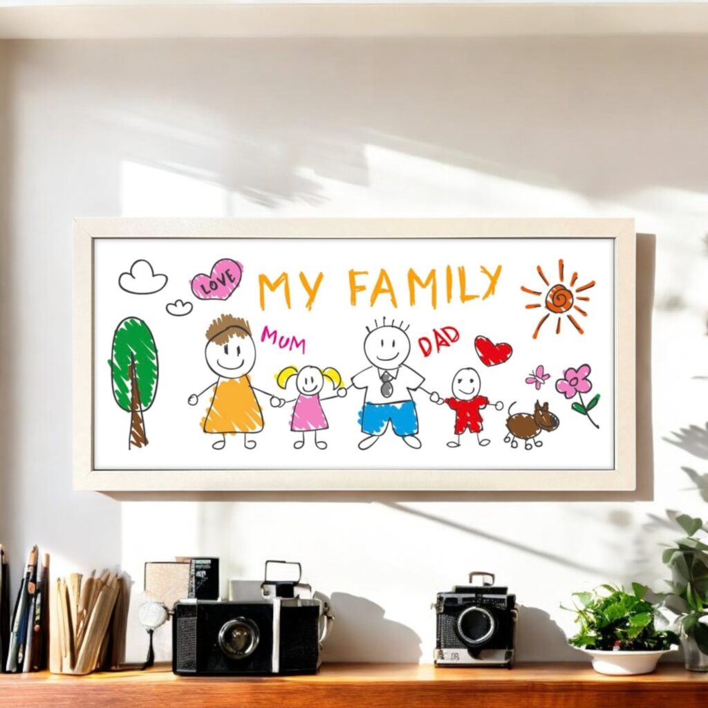 Personalised Photo Framed Print Kids Drawing