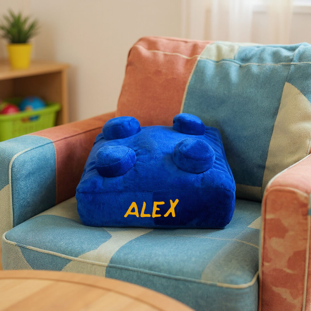 Personalised Building Brick Cushion Pillow Square