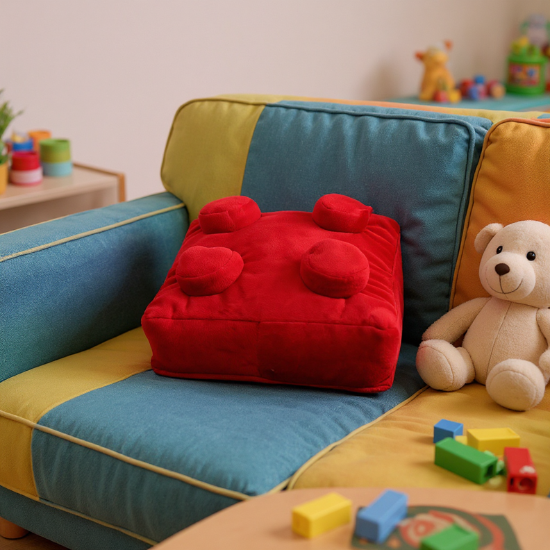 Building Brick Cushion Pillow Square - Red